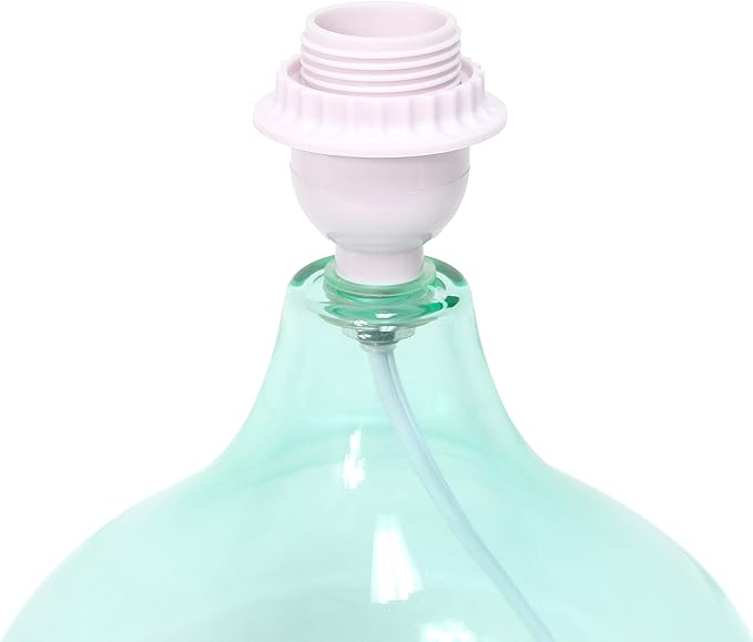Simple Designs LT2063-AOW Glass Raindrop Bedside Table Lamp with White Fabric Shade, Aqua (Pack of 4) - LeafyLoom