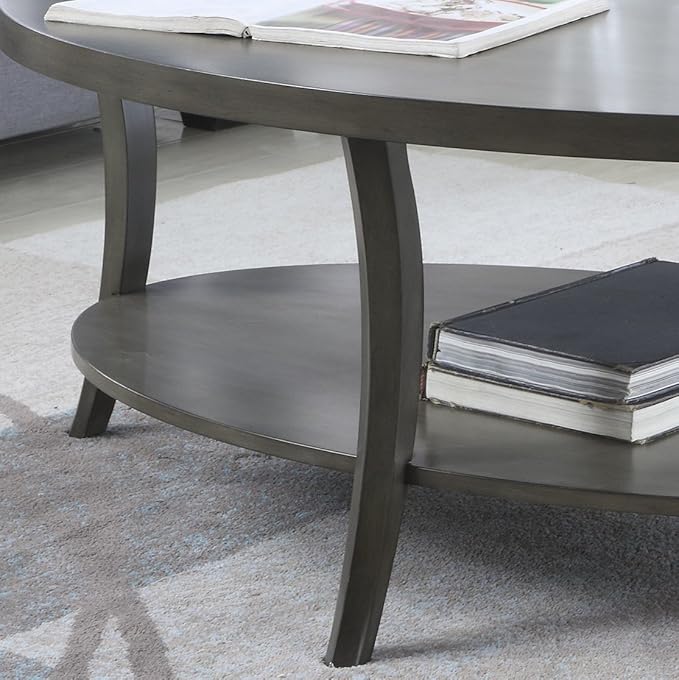 NicBex Coffee Table Wooden Coffee Table with Storage Oval Center Tables with Display Shelves Dining Table for Living Room, Dining Room, Office, and Bedroom,48" W, Gray - LeafyLoom