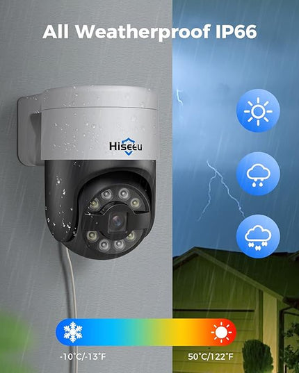 [3TB HDD+Human Tracking] Hiseeu 4K PoE Security Camera System,CCTV Camera Security System w/5MP Home Security Cameras, PTZ 270°Pan 90°Tilt，2-Way Audio,Remote Access,Night Vision,Waterproof,7/24 Record Hiseeu