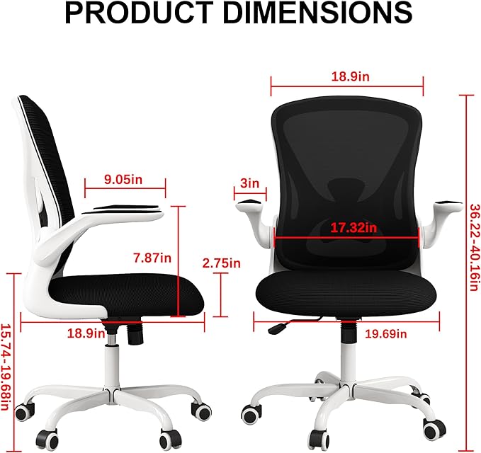 Sytas Home Office Chair Ergonomic, Mesh Desk Chair Lumbar Support, Ergonomic Computer Chair Adjustable Armrest - LeafyLoom