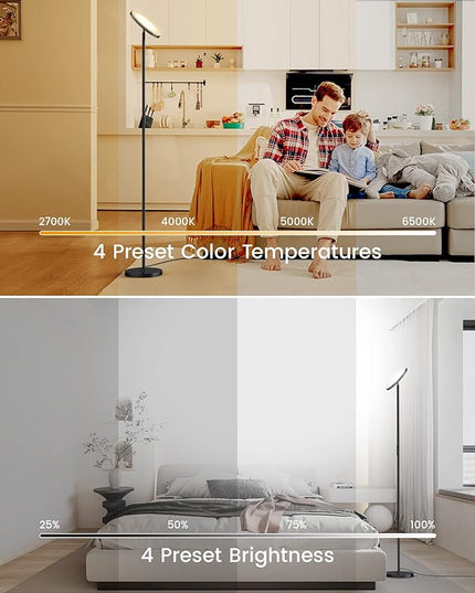 Floor Lamp,36W Bright Floor Lamp,3000LM LED Torchiere Lamp,Sky Modern LED Lamps,4 Color Temperature,Dimmable Brightness,Touch & Remote Control,Tall Standing Pole Light for Living Room,Bedroom,Office - LeafyLoom