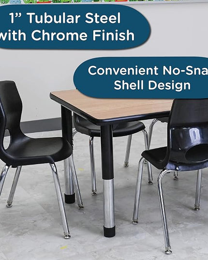 Angeles H, Black with Chrome Legs MyPosture Children's Chair, 10-inch - LeafyLoom