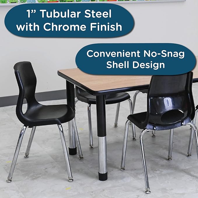 Angeles H, Black with Chrome Legs MyPosture Children's Chair, 10-inch - LeafyLoom