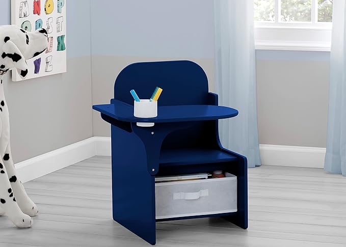 Delta Children MySize Chair Desk with Storage Bin - Greenguard Gold Certified, Navy - LeafyLoom
