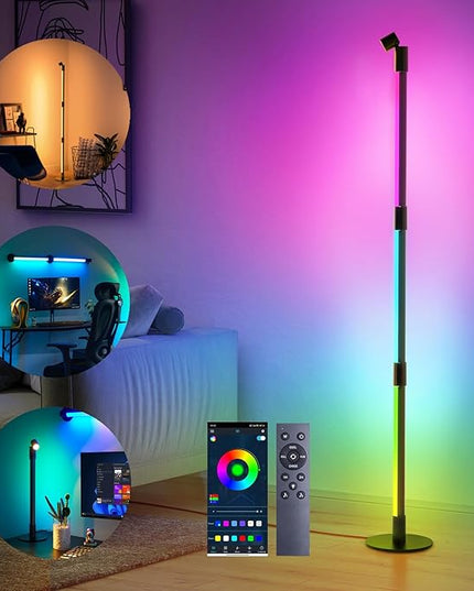 Smart RGBW LED Lamp with Spotlight, App & Remote Control, Music Sync, 16 Million Colors & Memory Function, Perfect for Living Room Bedroom Gaming Room & TV Backlighting Ambient Lighting & Wall Decor - LeafyLoom