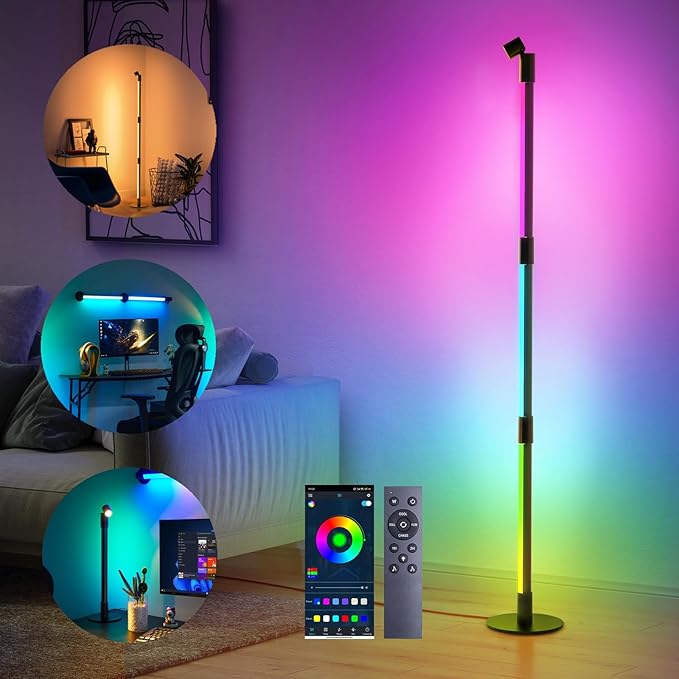 Smart RGBW LED Lamp with Spotlight, App & Remote Control, Music Sync, 16 Million Colors & Memory Function, Perfect for Living Room Bedroom Gaming Room & TV Backlighting Ambient Lighting & Wall Decor - LeafyLoom