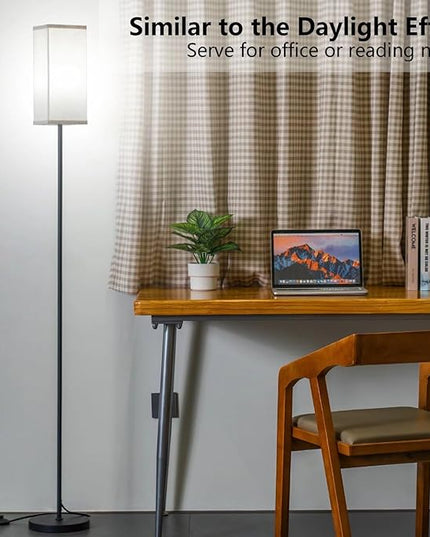 Floor Lamp, Corner Standing Lamp with Linen Lampshade, 3 Color Temperatures, Pole Lamp for Living Room Bedroom Office, Office Lamps for Work, 9W LED Bulb Included - LeafyLoom