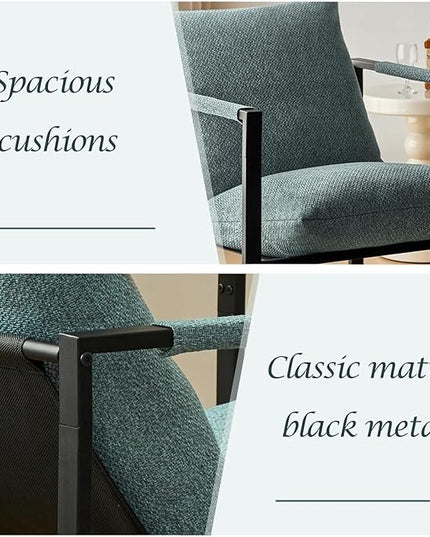 Wimarsbon Modern Accent Chair, Mid Century Sitting Chair with Sponge Cushion, Comfy and Sturdy Lounge Chair with Metal Leg for Bedroom, Living Room, Office,Easy Assembly (Linen - Aqua) - LeafyLoom