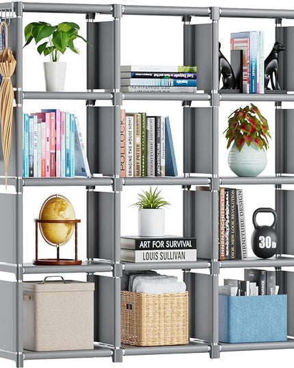 Mavivegue Book Shelf, 12 Cube Storage Organizer, DIY Bookcase, Metal Cube Bookshelf, Cubbies Closet Storage Organizer Shelves for Bedroom,Living Room,Home,Office - LeafyLoom