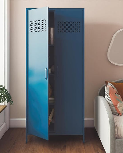 Mr. Kate Annie Tall Metal 2 Door Cabinet, Deep Ocean Blue - LeafyLoom