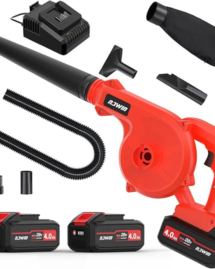 NAWIN Mini Electric Blower Kit,Leaf Blower with Battery & Charger,20V Handheld Lightweight Mini Blower for Lawn, Compact Electric Leaf Blower,Car Drying Blower Leaf Vacuum Cordless with Bag&Snowblower - LeafyLoom