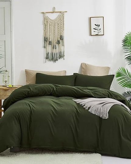 Army Green Comforter Twin Dark Green Bedding Set Deep Green Comforter Teens 3 PCs Hunter Green Comforter 1 Twin Size Comforter (68x90 inches) with 2 Pillowcases (20x26 inches) - LeafyLoom