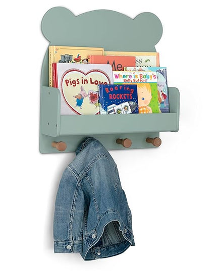 Delta Children babyGap Oxford 6-in-1 Convertible Crib + Brannan Bear Bookcase with Bins + Brannan Bear Wall Shelf with 4 Hooks, Navy/Natural (Bundle) - LeafyLoom