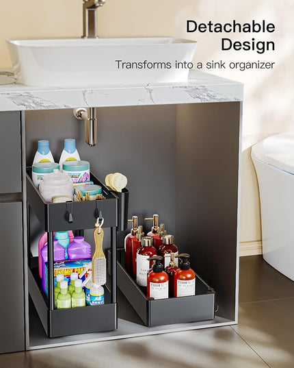 Pipishell Slim Storage Cart with Wheels, Bathroom Cart Organizer Bathroom Storage Small, Rolling Cart for Bathroom, Laundry Room, Kitchen, Narrow Space, Black PIUC04 - LeafyLoom