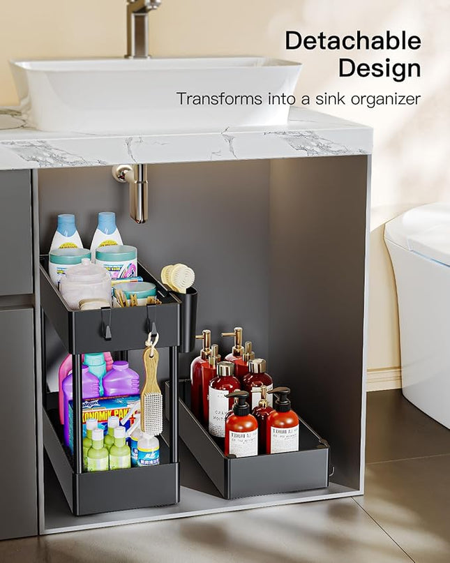 Pipishell Slim Storage Cart with Wheels, Bathroom Cart Organizer Bathroom Storage Small, Rolling Cart for Bathroom, Laundry Room, Kitchen, Narrow Space, Black PIUC04 - LeafyLoom