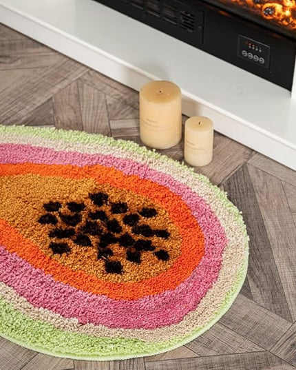Passion Fruit Shaped Rug Fruits Bath Mat Area Rug Non-Slip Bathroom Door Mat for Bedroom Bathroom Kitchen Cartoon Area Rug for Bathroom Soft Bathmat Home Decor (18.5x25.6in) - LeafyLoom
