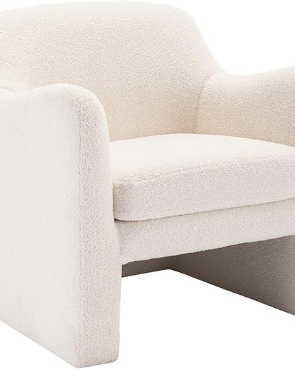 COLAMY Sherpa Accent Chair for Living Room, Living Room Chair, Soft Padded Armchair with Back, Comfy Accent Living Room Chair with Back, Cream - LeafyLoom