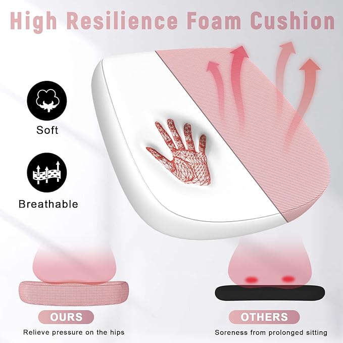 naspaluro Ergonomic Office Chair, Mid Back Desk Chair with Adjustable Height, Swivel Chair with Flip-Up Arms and Lumbar Support, Breathable Mesh Computer Chair for Home/Study/Working, Pink - LeafyLoom