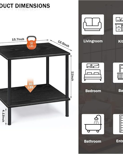 melos 2 Tier Bookshelf, Classically Tall Bookcase Shelf Storage Organizer, Modern Book Shelf for Bedroom, Living Room and Home Office, Black - LeafyLoom