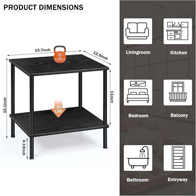 melos 2 Tier Bookshelf, Classically Tall Bookcase Shelf Storage Organizer, Modern Book Shelf for Bedroom, Living Room and Home Office, Black - LeafyLoom