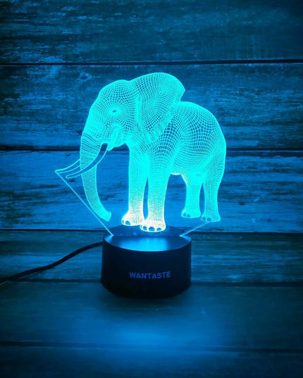 Elephant 3D Lamp Toys for Boys Girls Room, Night Light Bedside Decor Gifts for Kids Baby, 7 Colors Changing Nightlight with Smart Control - LeafyLoom