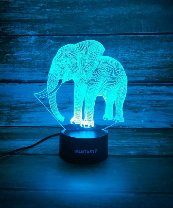 Elephant 3D Lamp Toys for Boys Girls Room, Night Light Bedside Decor Gifts for Kids Baby, 7 Colors Changing Nightlight with Smart Control - LeafyLoom