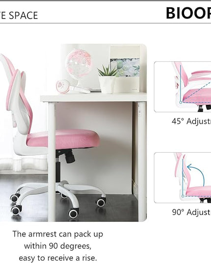 Office Chair Computer Chair with Flip Up Armrests Breathable Mesh Chair Lumbar Support Comfort Swivel Home Office Ergonomic Desk Chair Gaming Chair for Adults and Teens - LeafyLoom