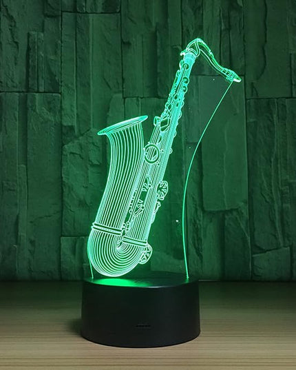 Music Instruments Saxophone 3D Optical Illusion Lamp 7 Colors Change Timing Remote Control and Touch Button Children Kids Bedside Table LED Night Light - LeafyLoom