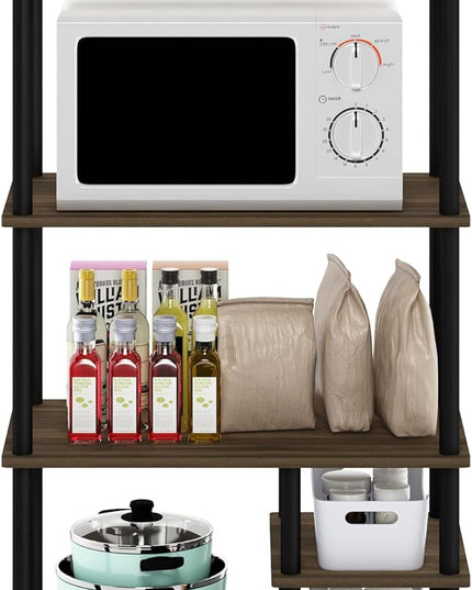 Furinno Turn-N-Tube Kitchen Shelf Cart, Columbia Walnut/Black - LeafyLoom