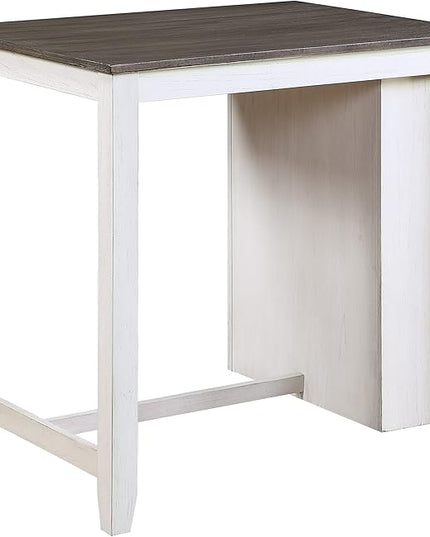 NicBex Small Dining Table for 2 Dining Modern Table and Chairs 3-Piece Pack Counter Height Set Table with Display Shelf USB Ports and 2X Counter Height Chairs, White - LeafyLoom