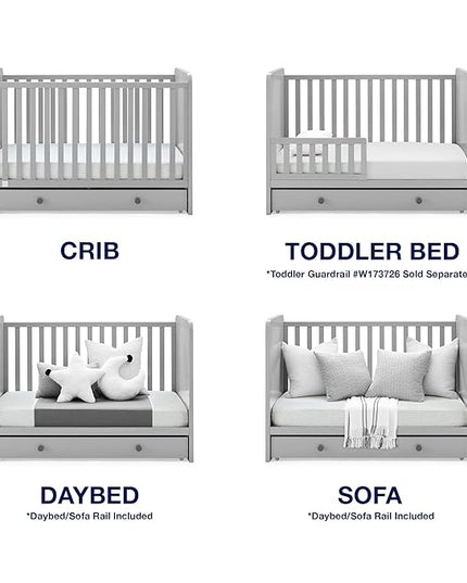 babyGap by Delta Children Graham 4-in-1 Convertible Crib with Storage Drawer TrueSleep Crib and Toddler Mattress (Bundle), Grey/Dark Grey - LeafyLoom