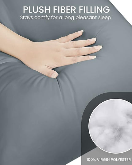 Utopia Bedding Full Body Pillow for Adults (Grey, 20 x 54 Inch), Long Pillow for Sleeping, Large Pillow Insert for Side Sleepers - LeafyLoom