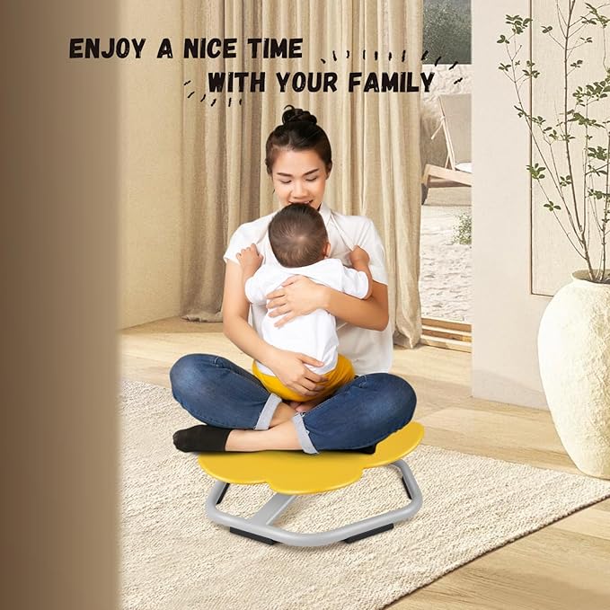 Petal Kids Swivel Chair, Seat and Spinning Chair, Body Coordination Training Chair, Yellow Non Slip Sensory Toys 360° Spinning Chair for Autistic Kids Aged 3+, Improving Toddler's Physical Fitnesss - LeafyLoom