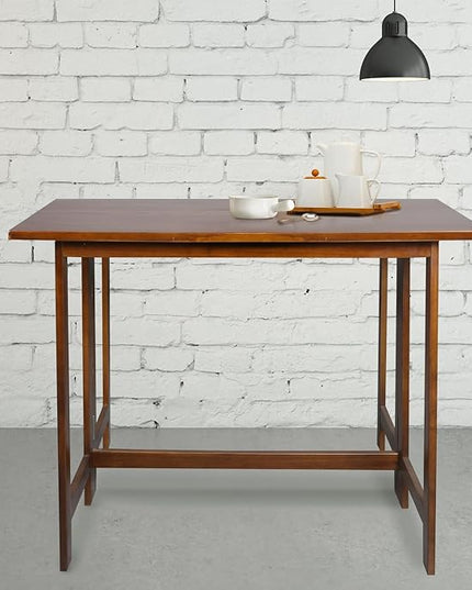Casual Home Solid Wood Folding Convertible Dining Console Table, 40" W x 28" D x 30" H, Warm Brown - LeafyLoom