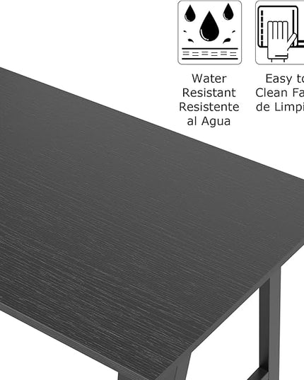 sogesfurniture 47 inches Writing Computer Study Desk with 2 Tier Storage Shelves on Left or Right Side, Trestle Desk, Home Office Study Desk,Black - LeafyLoom