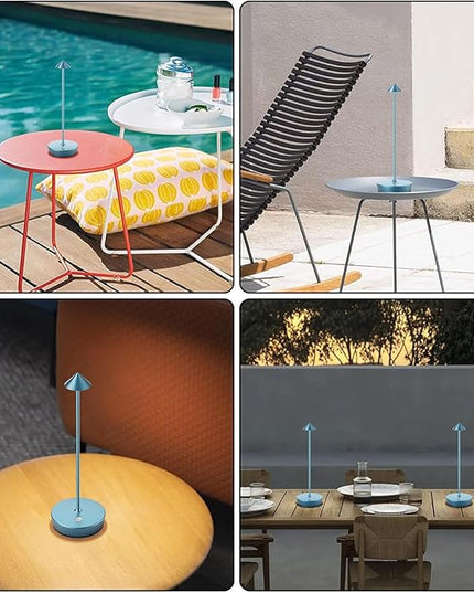 Set of 2 Rechargeable Cordless Table Lamp,6000mAh LED Battery Operated Desk Lamp Touch 3 Color Dimming Portable Outdoor Waterproof Table Light for Patio/Restaurant/Dining/Home (Blue) - LeafyLoom