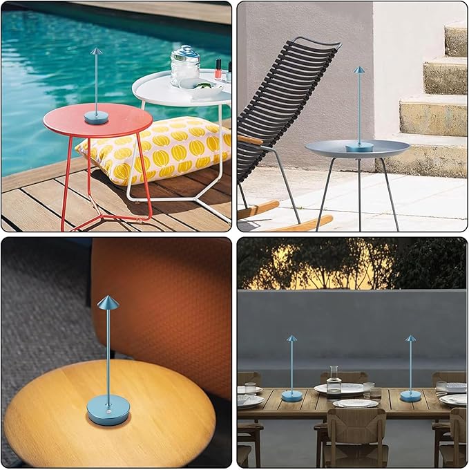Set of 2 Rechargeable Cordless Table Lamp,6000mAh LED Battery Operated Desk Lamp Touch 3 Color Dimming Portable Outdoor Waterproof Table Light for Patio/Restaurant/Dining/Home (Blue) - LeafyLoom