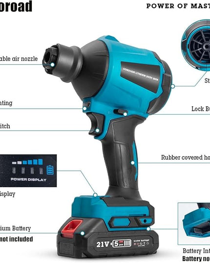 Cordless Dust Blower for Makita 18V Battery, 50000RPM Brushless Motor High Volume Compressed Air Duster for Computer Keyboard, Garage, Sawmill Room, Camping BBQ, Wood Workshop Cleaning(Tool Only) - LeafyLoom