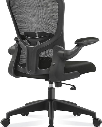 FelixKing Office Desk Chairs, Ergonomic PC Desk Chair with Wheels, Adjustable Lumbar Support and Height, Swivel Computer Chair with Flip-up Armrests, Ergo Mesh Backrest for Working (Black) - LeafyLoom