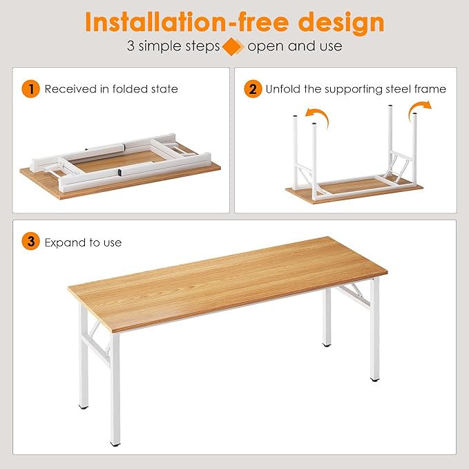 Need AC5BW-140 computer desk, 55 inches, Teak & White - LeafyLoom
