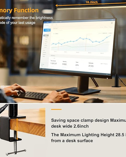 LED Desk Lamp Eye-Caring Architect Task Lamp, 18W LED 3 Modes 6 Brightness, Modern Desk Light for Home Office/Workbench/Monitor, Remote Control and Touch (Black) - LeafyLoom