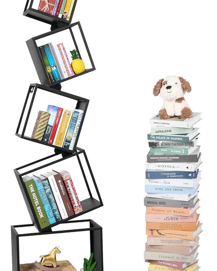 Bookshelf 2024 NEW, 5-Tier Bookshelves, 67" Tall Black Bookshelf, Book Shelf, Bookcase, Modern Bookshelf, Storage Shelf for CDs/Books/Collections, Display Shelf for Livingroom, Bedroom, Office - LeafyLoom