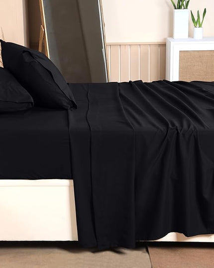 Utopia Bedding Twin Bed Sheets Set - 3 Piece Bedding - Brushed Microfiber - Shrinkage and Fade Resistant - Easy Care (Twin, Black) - LeafyLoom