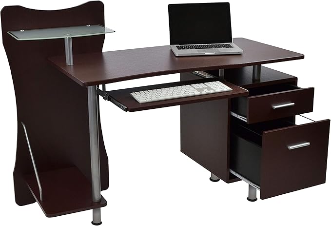 NicBex Laik-DW-00051-DX Desks, 51.25" W x 22.25" D x 39.5" H, Chocolate - LeafyLoom
