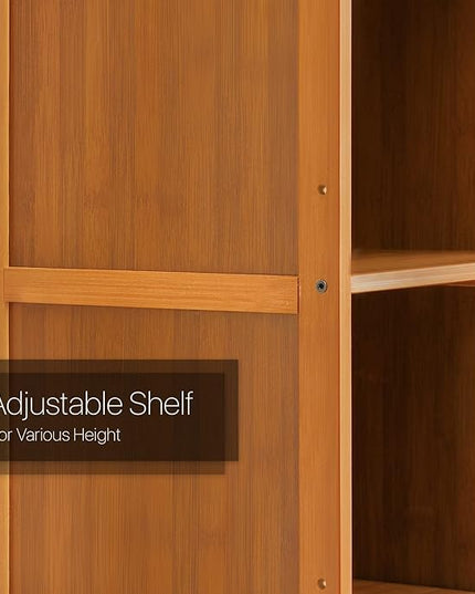 MoNiBloom Tall Slim Narrow Bookcase Bamboo 6 Tier Free Standing Tall Bookshelf Display Storage Shelves Collection Décor Furniture for Home Living Room Study Room, Brown - LeafyLoom