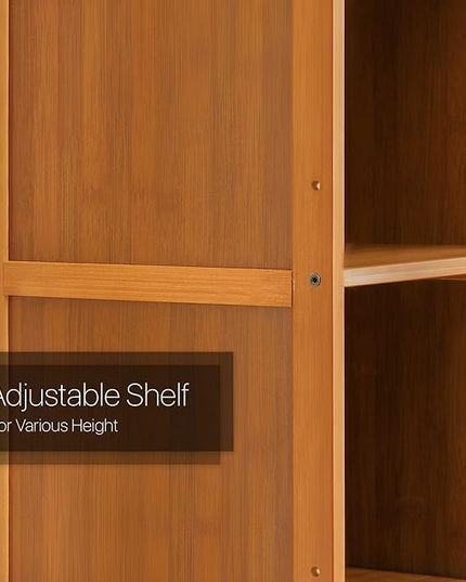 MoNiBloom Narrow Bookcase Bamboo 3 Tier Free Standing Tall Bookshelf Display Storage Shelves Space Saver for Home Living Room Study Room, Brown - LeafyLoom