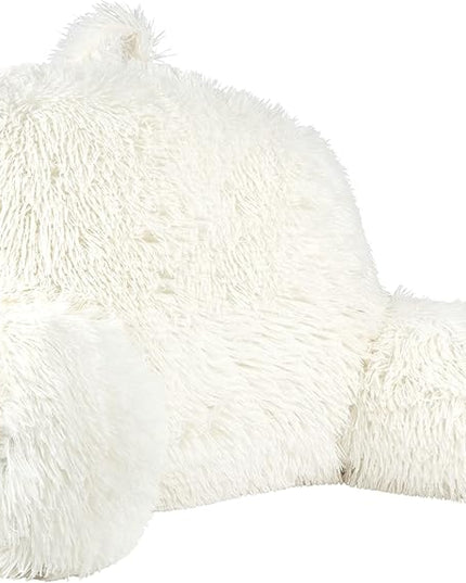 Klear Vu Shaggy Reading Pillow Back Rest Body Pillow for Adults and Kids, Lumbar and Arm Support on Bed, Chair, Couch, Sofa and Floor, 30" x 21", One Size, Winter White - LeafyLoom