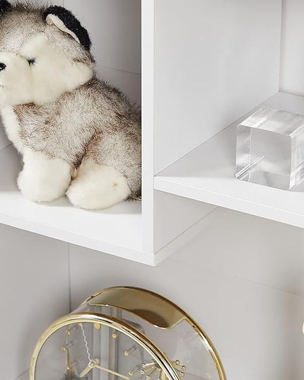 VECELO Small White Bookshelf, 5 Cube Shelf, Fits Tallest Hardcovers, Horizontal Available, Storage Organzier for Home Office, Pearl White - LeafyLoom