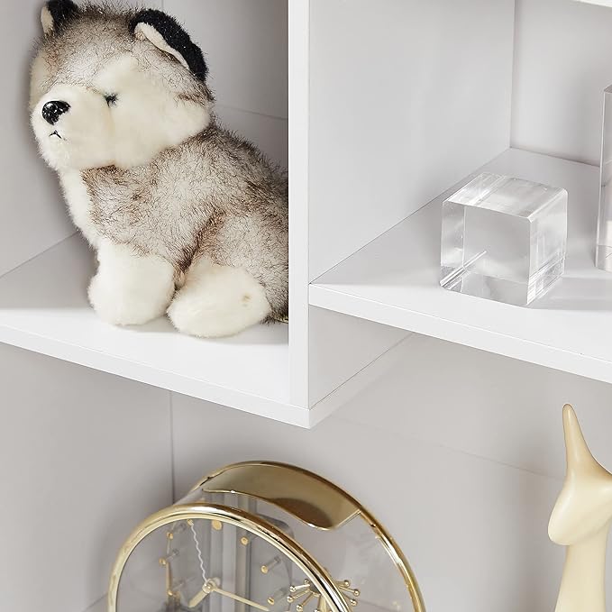 VECELO Small White Bookshelf, 5 Cube Shelf, Fits Tallest Hardcovers, Horizontal Available, Storage Organzier for Home Office, Pearl White - LeafyLoom