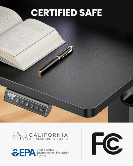 ErGear Electric Standing Desk with Full Size Keyboard Tray, Adjustable Height Sit Stand Up Desk, Home Office Desk Computer Workstation, 48x24 Inches, Black - LeafyLoom